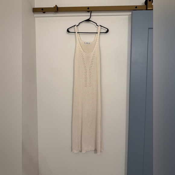 Mango Long Knit/Crochet Style Cream Dress - Picture 1 of 5